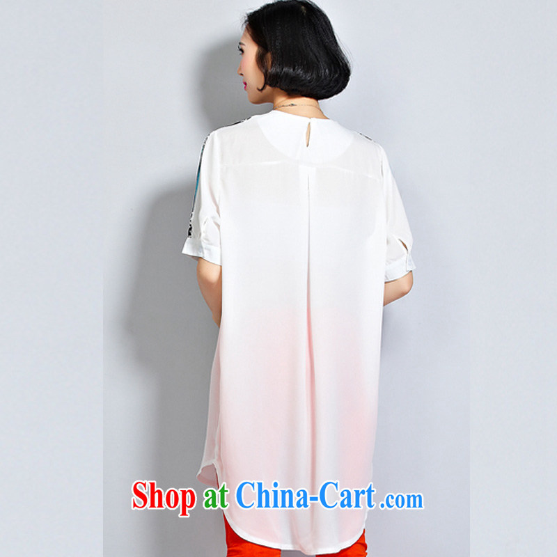 1000 double Yi Su-summer stylish stitching large code snow woven shirts thick MM female liberal Ruili trend T pension ZM 7263 large white code is code, 1000 double coat, and the show, and shopping on the Internet