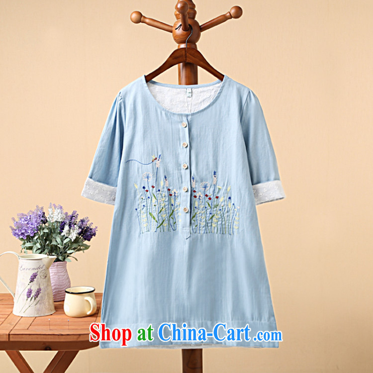 o Ya-ting 2015 New, and indeed increase, female summer thick mm video thin embroidery round-collar denim dress shirt picture color 3XL recommends that you 160 - 180 Jack pictures, price, brand platters! Elections are good character, the national distribution, so why buy now enjoy more preferential! Health