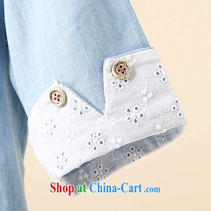 o Ya-ting 2015 New, and indeed increase, female summer thick mm video thin embroidery round-collar denim dress shirt picture color 3XL recommends that you 160 - 180 jack, O Ya-ting (aoyating), online shopping