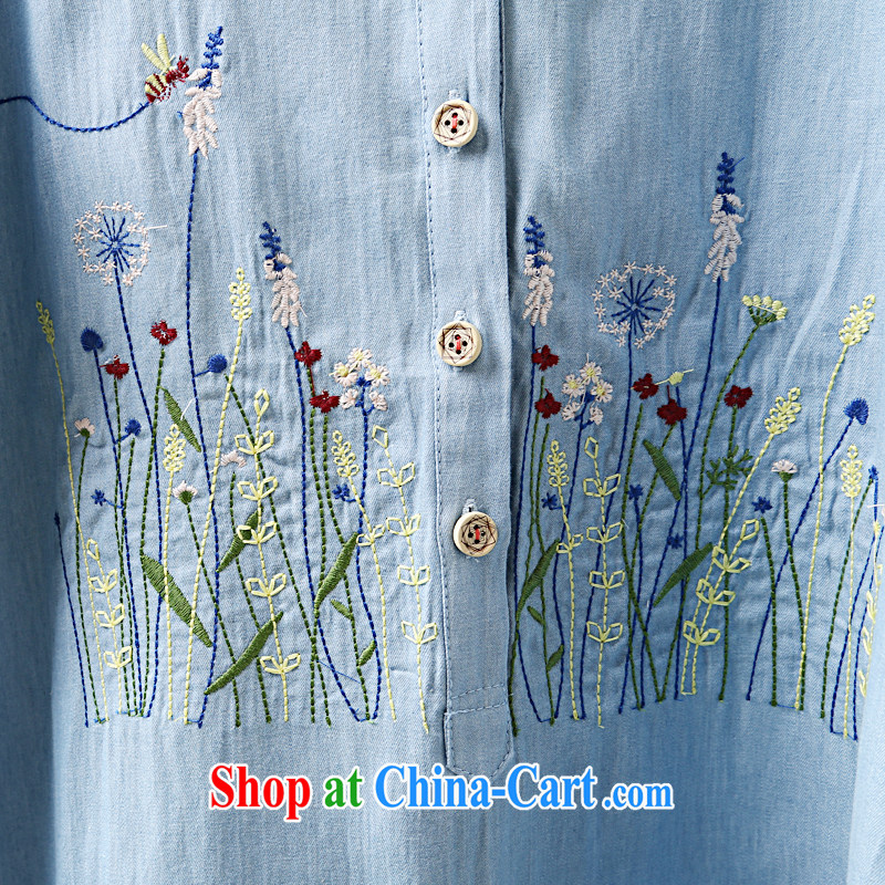 o Ya-ting 2015 New, and indeed increase, female summer thick mm video thin embroidery round-collar denim dress shirt picture color 3XL recommends that you 160 - 180 jack, O Ya-ting (aoyating), online shopping