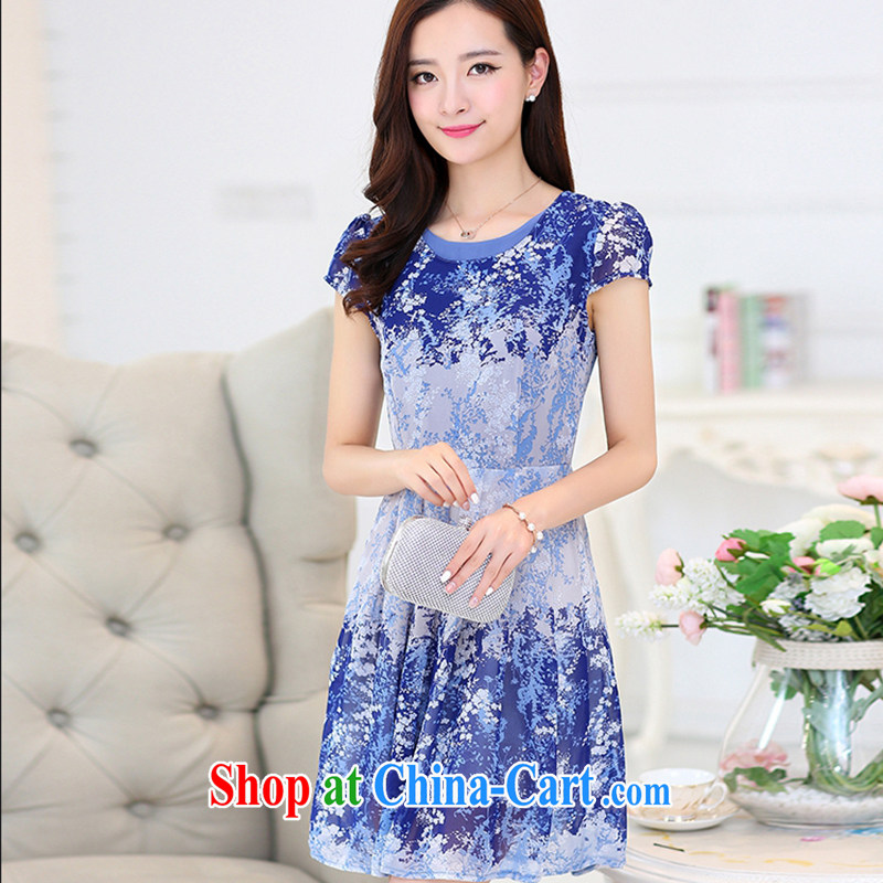 Demure &Girls large code female Summer Snow woven graphics thin, XL girls short-sleeved thick mm and indeed XL dresses blue M (recommendations 85 - 100 jack), Demure &Girls, shopping on the Internet