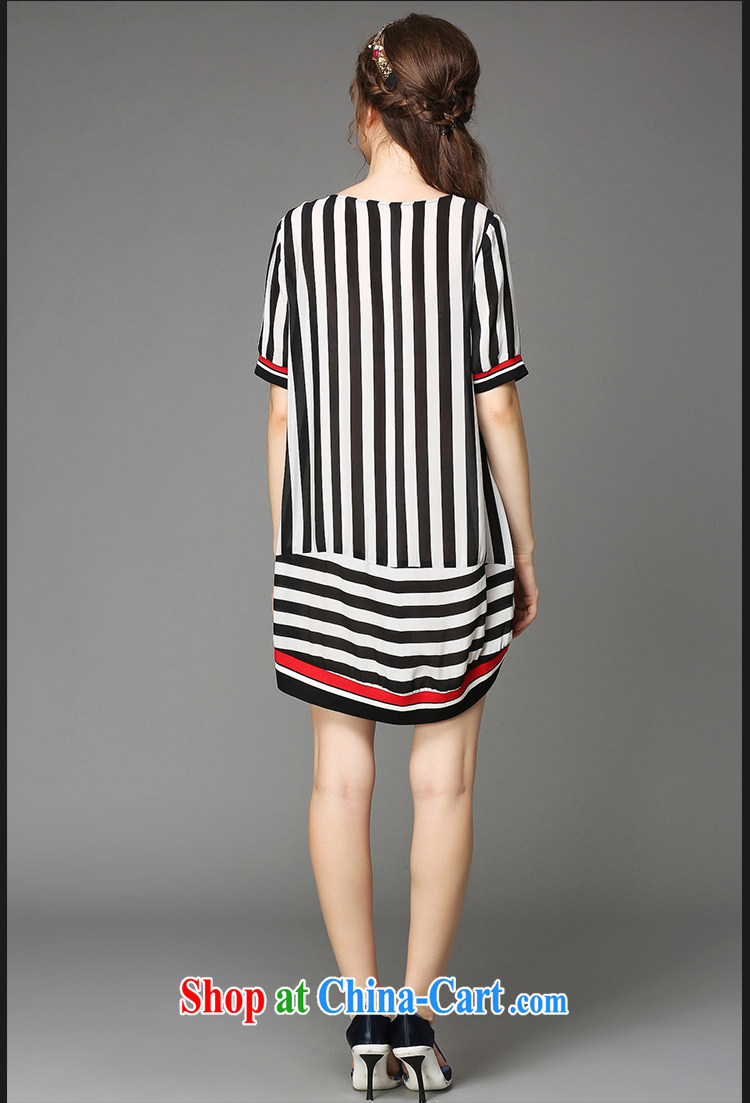 Connie's dream European and American high-end 200 Jack large, female summer and indeed increase 2015 new thick mm stylish striped dress short-sleeved G - F 798 black XXXXXL pictures, price, brand platters! Elections are good character, the national distribution, so why buy now enjoy more preferential! Health