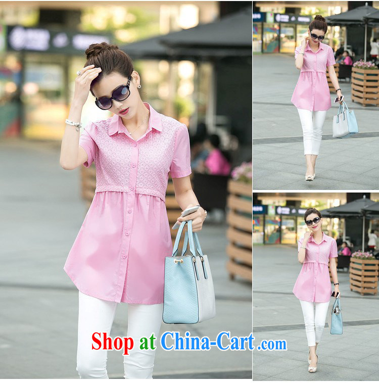 100 Julie shadow summer new stylish large, female short-sleeved Korean relaxed thick sister Sau San solid color shirt blue 3XL pictures, price, brand platters! Elections are good character, the national distribution, so why buy now enjoy more preferential! Health