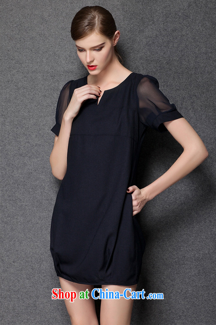 The Code's summer and indeed increase new high-end up in Europe and America, female 2015 summer mm thick loose video thin solid simplicity of dress dark blue 5 XL pictures, price, brand platters! Elections are good character, the national distribution, so why buy now enjoy more preferential! Health