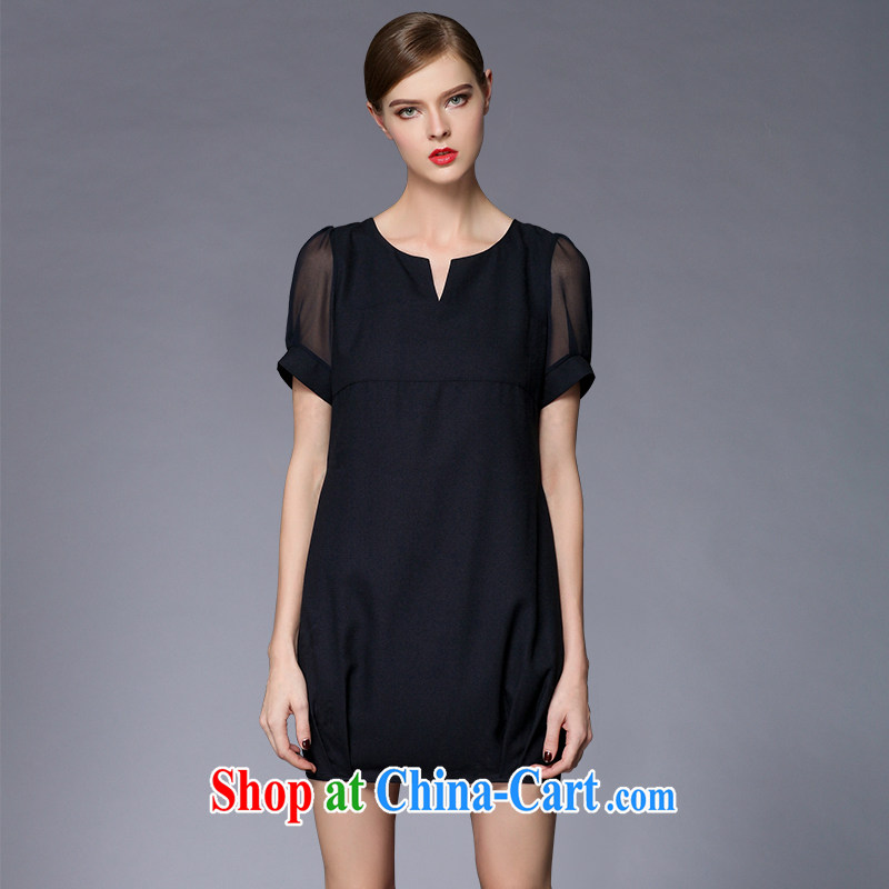 The Code's summer is the increased new high-end up in Europe and America, female 2015 summer mm thick loose video thin solid simplicity of dress dark blue 5 XL, Ms Audrey EU, child care (weiqiaoer), online shopping