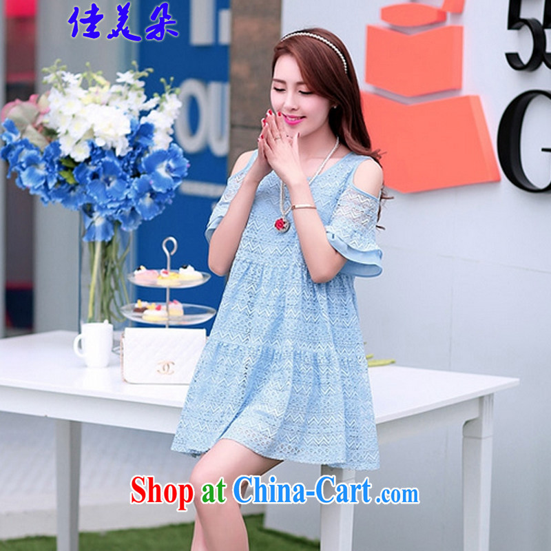 Good flower 2015 focused on her sister and indeed increase, female Spring Summer mm thick Korean video thin lace snow woven dresses 9209 #blue 2 XL 125 - 135 Jack left and right, good and flower (JIA MEI DUO), online shopping
