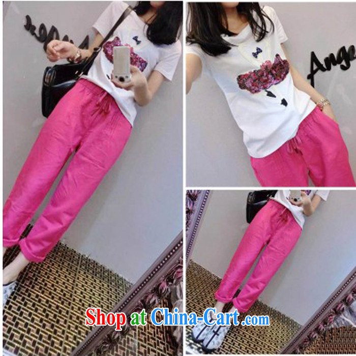 Mr MAK, Exchange 2015 thick sister summer new, larger female Solid Color round-collar, T shirt + tie elastic waist cotton the trousers Kit 5868 T white shirt + pink pants 4 XL pictures, price, brand platters! Elections are good character, the national distribution, so why buy now enjoy more preferential! Health