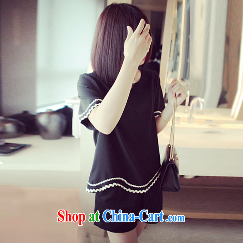 Connie Hyatt 2015 summer new Korean version of the greater code female loose video thin short-sleeve kit 878 black L (recommendations 90 - 105 catties, Connie, and shopping on the Internet