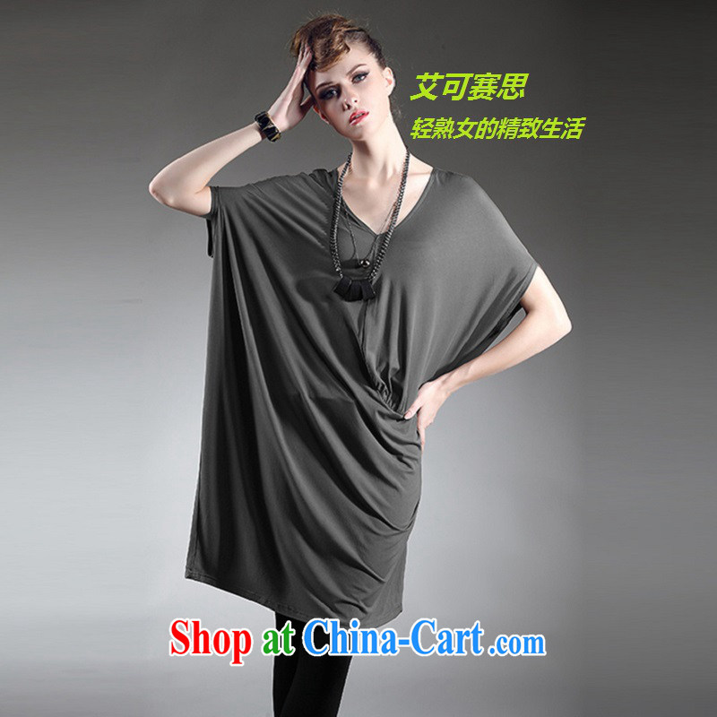 The race to the 2015 larger female summer new European and American women with large code dress gray are code