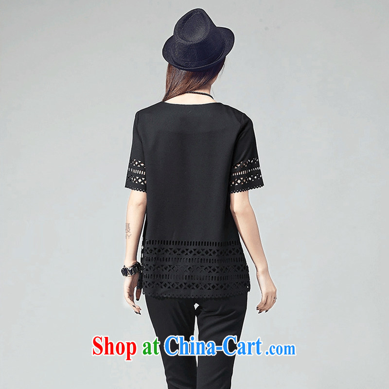 Hong Kong Honey Love 2015 the Code women mm thick summer loose video thin T shirts pants Openwork two-piece sport and leisure package black XXXXL (170 - 190 ) jack, the Shannon love honey (XIANGAIMI), online shopping
