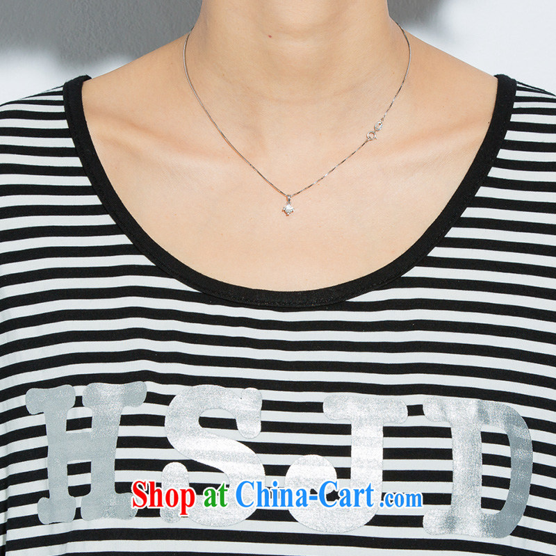 Eternal show Summer 2015 mm thick new larger female stylish black-and-white striped letters decal graphics thin T pension black-and-white striped color 3XL, eternal, and the show, and shopping on the Internet