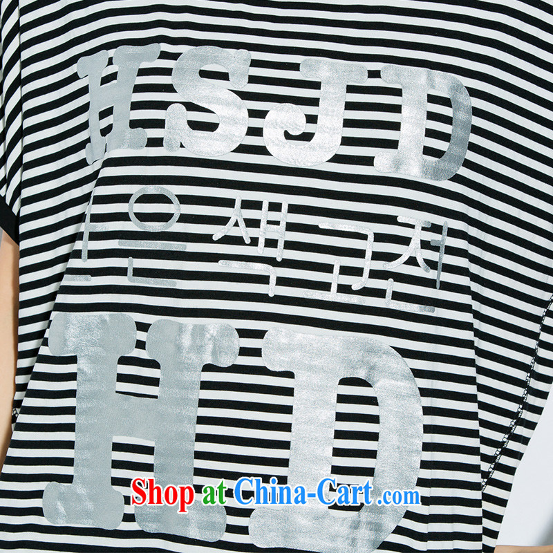 Eternal show Summer 2015 mm thick new larger female stylish black-and-white striped letters decal graphics thin T pension black-and-white striped color 3XL, eternal, and the show, and shopping on the Internet