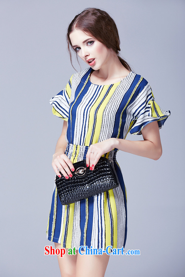 ZZ &FF 2015 summer new, larger female decoration, the waist and stylish stripes dresses female LYQ 248 yellow XXXXXL pictures, price, brand platters! Elections are good character, the national distribution, so why buy now enjoy more preferential! Health