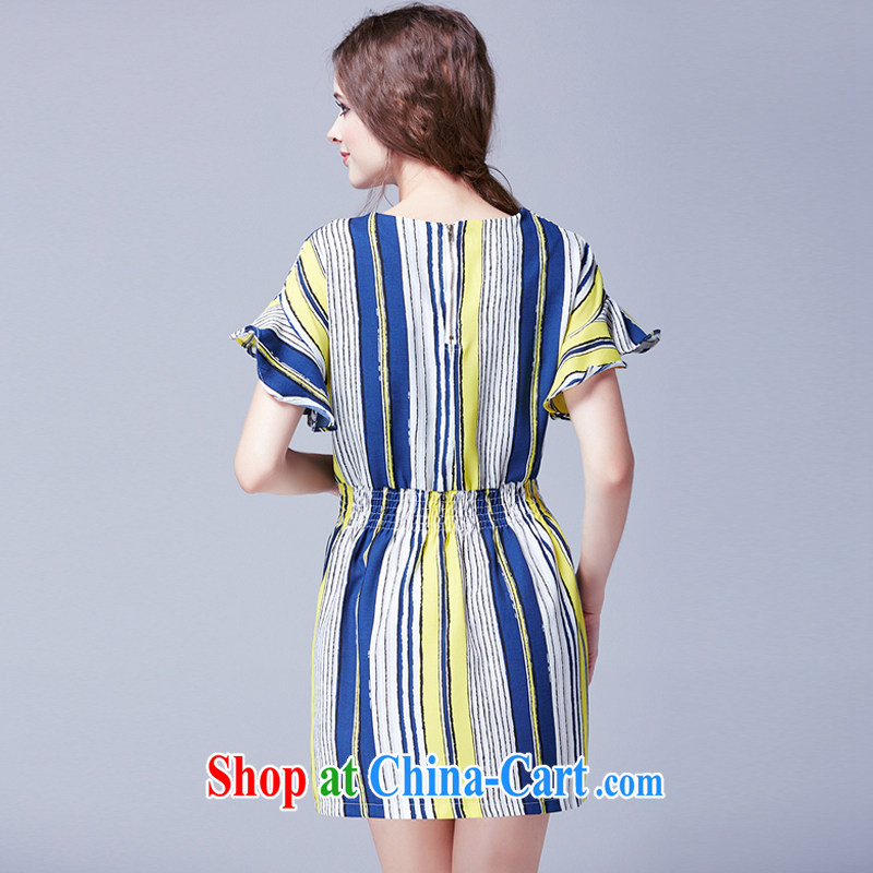 ZZ &FF 2015 summer new, larger women are decorated in the waist and stylish striped dress female LYQ 248 yellow XXXXXL, ZZ &FF, shopping on the Internet