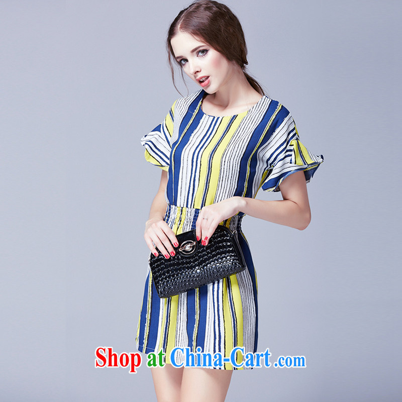 ZZ &FF 2015 summer new, larger women are decorated in the waist and stylish striped dress female LYQ 248 yellow XXXXXL, ZZ &FF, shopping on the Internet