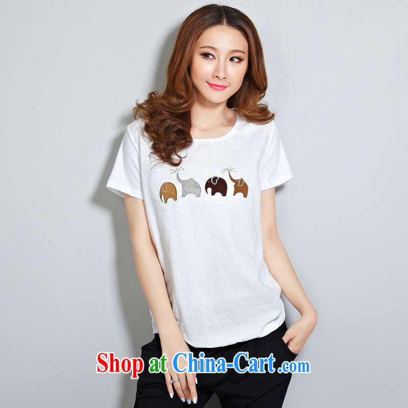 o Ya-ting 2015 New, and indeed increase, female summer thick mm video thin girls with T-shirt loose round-neck collar T shirt white XL recommends that you 140 - 160 jack, O Ya-ting (aoyating), online shopping