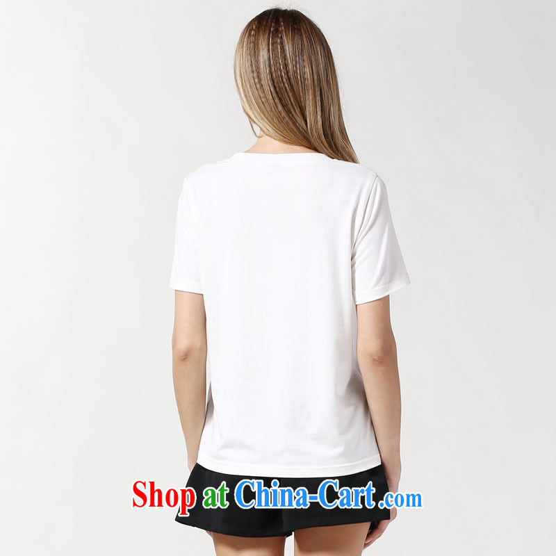 Elizabeth and discipline in Europe and by 2015 the code female summer New Beauty trend patterns stamp duty short-sleeve cotton T-shirt thick mm loose female T-shirt SN 3616 - White 5 XL, discipline and Mona Lisa, shopping on the Internet