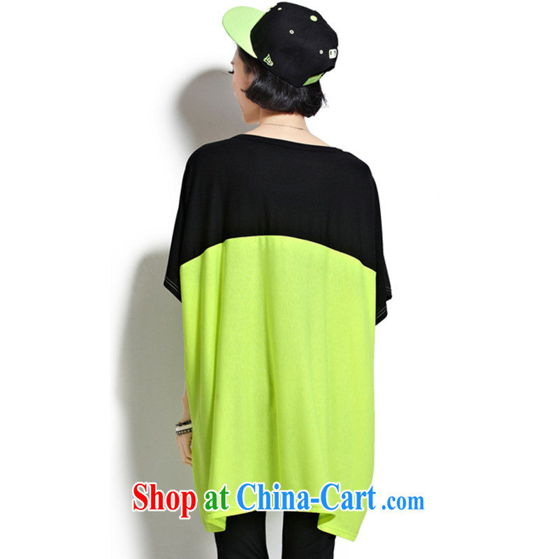 She concluded her card thick sister T-shirt summer graphics thin, king size, fat, female fat girl is indeed the XL female 200 Jack Korean short-sleeve thick mm T-shirt loose fluorescent green is code 90 to 220 jack can be wearing, she concluded her card (SHAWADIKA), online shopping