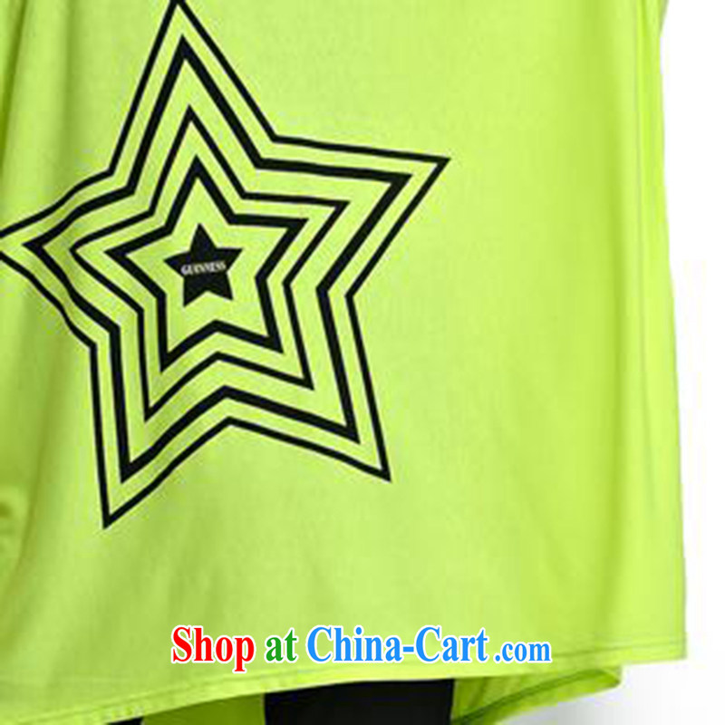 She concluded her card thick sister T-shirt summer graphics thin, king size, fat, female fat girl is indeed the XL female 200 Jack Korean short-sleeve thick mm T-shirt loose fluorescent green is code 90 to 220 jack can be wearing, she concluded her card (SHAWADIKA), online shopping