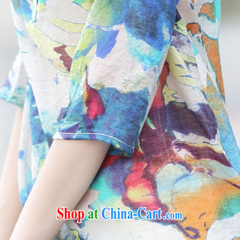 Morning in Europe and possible summer 2015 New, and indeed increase, female presence V loose collar T-shirt thick mm stylish knocked color stamp long T shirt T-shirt icon color 4 XL, morning, and shopping on the Internet
