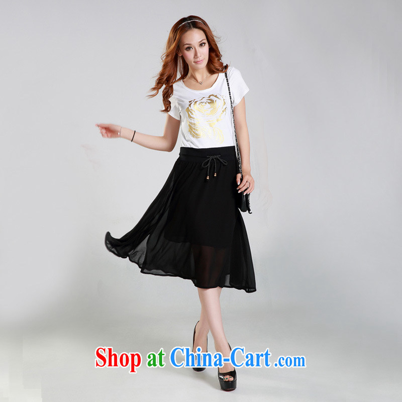Curtis colorful Cayman 2015 summer new paragraph on the XL T shirts stitching snow woven dresses thick sister graphics thin female long skirt MYH 15 black 4 XL, Kou colorful Cayman (KOUZIMAN), online shopping