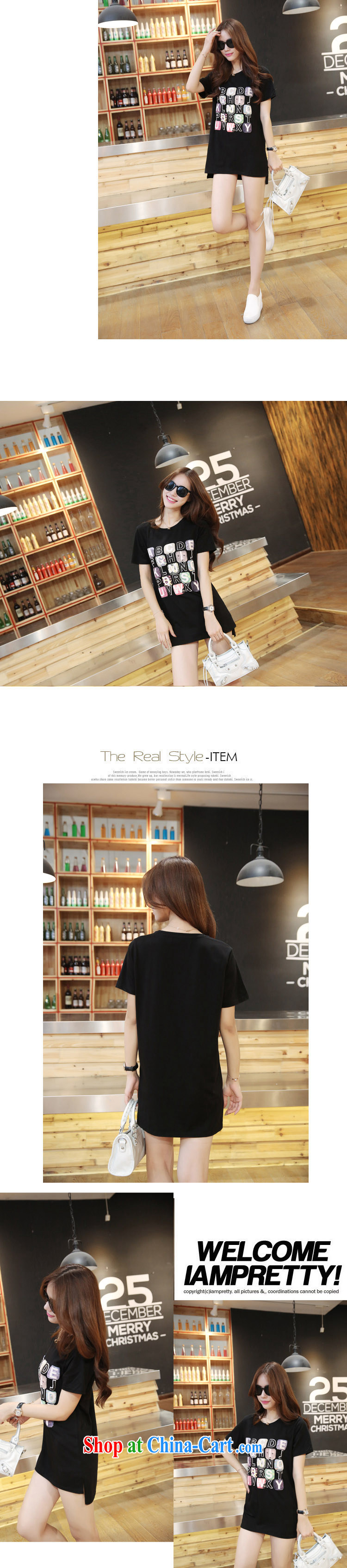 Mr MAK, exchange expertise and his sister, female 2015 summer new Korean loose video thin letter stamp, long T shirt T-shirt dress 5166 black XXXL pictures, price, brand platters! Elections are good character, the national distribution, so why buy now enjoy more preferential! Health
