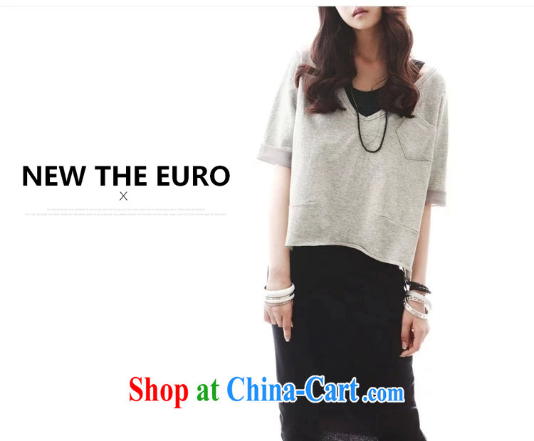 Bai Yan 2015 summer dress two-piece V collar 5 in the cuff stitching snow T woven shirts skirt package package mail, black, gray picture, price, brand platters! Elections are good character, the national distribution, so why buy now enjoy more preferential! Health