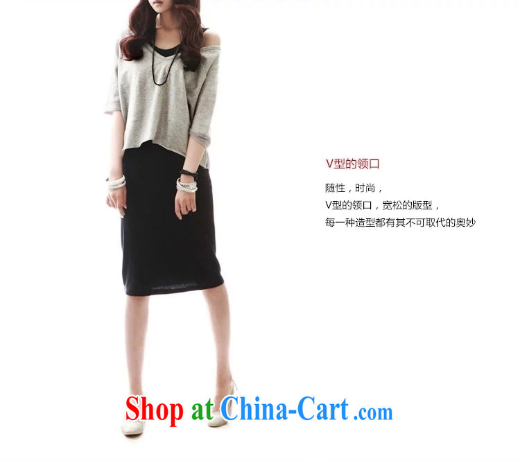 Bai Yan 2015 summer dress two-piece V collar 5 in the cuff stitching snow T woven shirts skirt package package mail, black, gray picture, price, brand platters! Elections are good character, the national distribution, so why buy now enjoy more preferential! Health