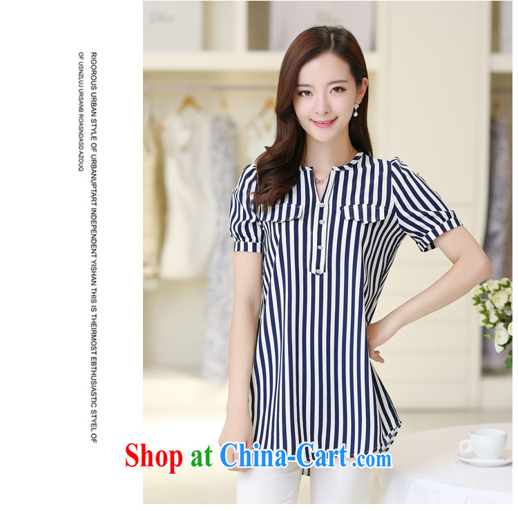 ZZ &FF 2015 summer new, larger female striped short-sleeved cultivating snow woven shirts shirt T-shirt woman CS 8812 black XXXL pictures, price, brand platters! Elections are good character, the national distribution, so why buy now enjoy more preferential! Health