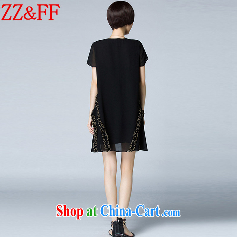 ZZ &FF 2015 summer new, larger female stamp snow woven relaxed dress female LYQ 5326 black XXXXL, ZZ &FF, shopping on the Internet