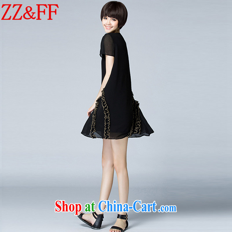 ZZ &FF 2015 summer new, larger female stamp snow woven relaxed dress female LYQ 5326 black XXXXL, ZZ &FF, shopping on the Internet