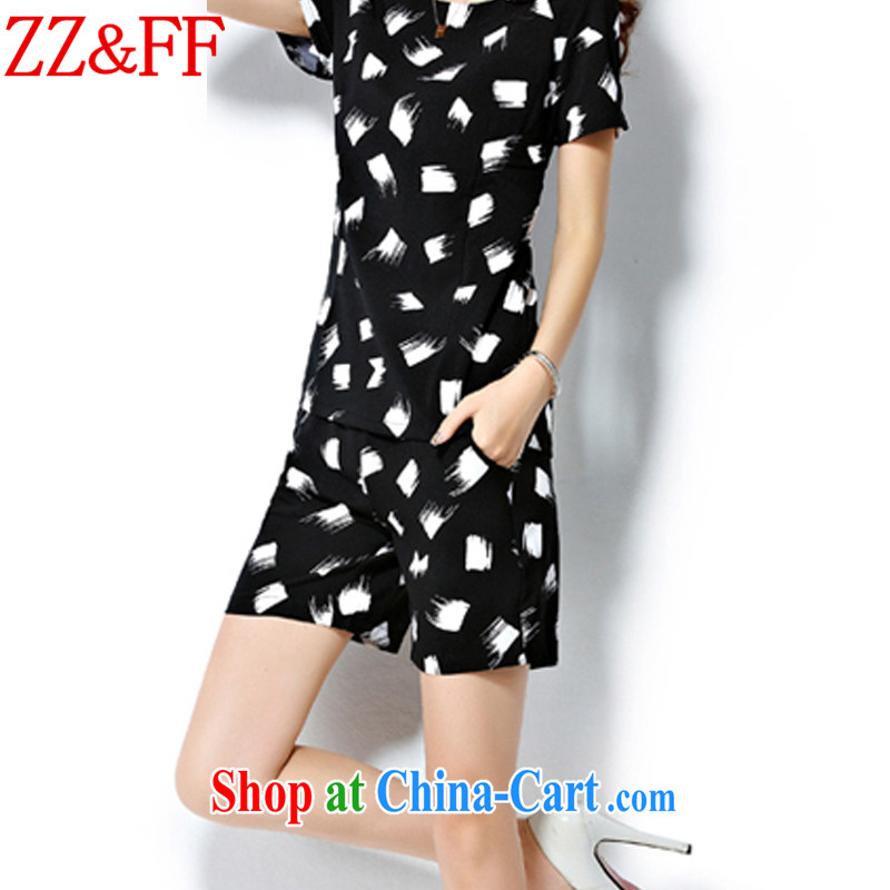 ZZ &FF 2015 summer new, larger female uniforms snow woven shirts T-shirt and shorts thick sister graphics thin package female TZ 8061 black XXXXL, ZZ &FF, shopping on the Internet