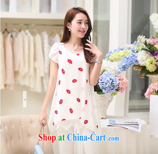 100 million new 2015 Korean version the code female lips embroidered loose lace lace stitching, snow-woven shirts female white XXL pictures, price, brand platters! Elections are good character, the national distribution, so why buy now enjoy more preferential! Health