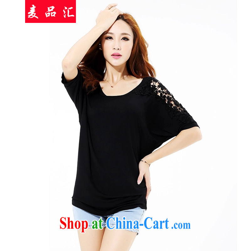 Mr MAK, sinks and indeed XL female 200 Jack 2015 summer bat short-sleeved shirt T lace Openwork half sleeve loose video thin T-shirt 012 black 5 XL recommendations 190 - 210 jack