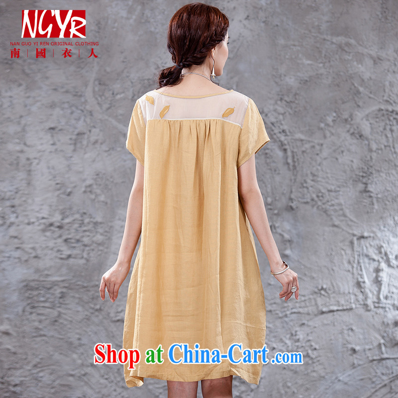 Xiao Nan Guo Yi People, female short-sleeved embroidery the root yarn thin cotton the dresses girls summer arts Solid Color skirts blue M (chest of CM 108, Xiao Nan Guo Yi People, shopping on the Internet