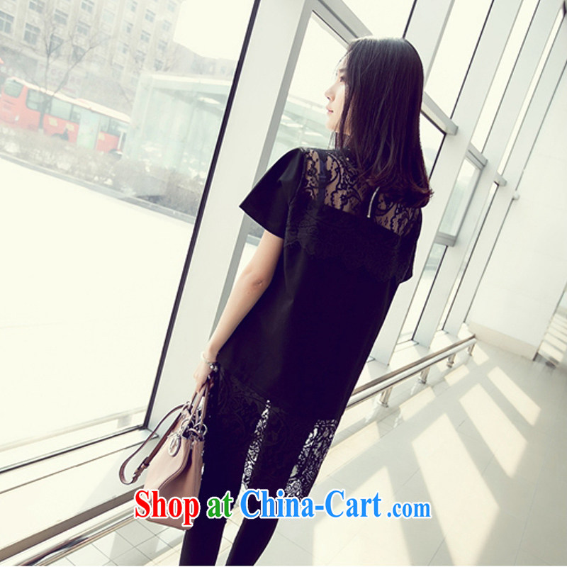 100 million new summer 2015 new emphasis on MM and indeed increase, female biological empty nails Pearl lace, with Korean version, long dresses black XXXXL, 100 million new, shopping on the Internet