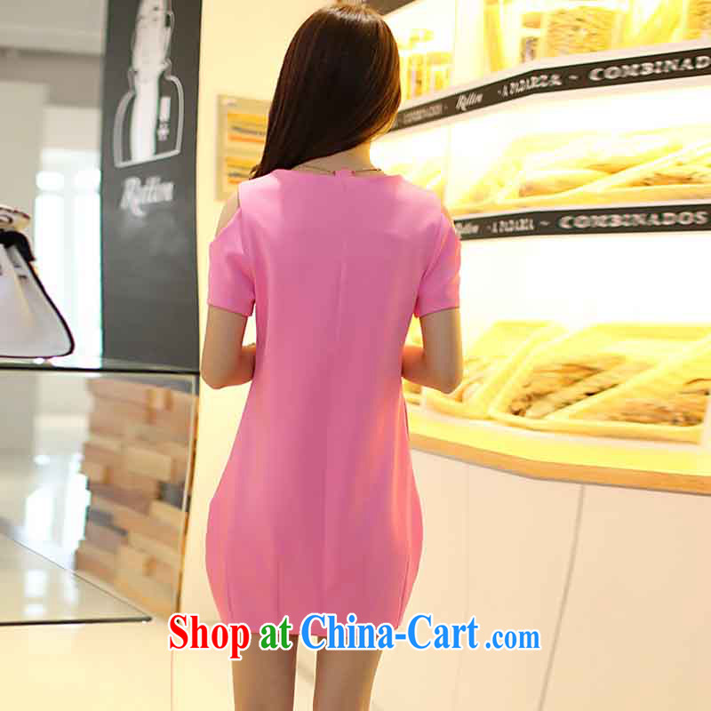 Lean forward, summer 2015 new, larger women mm thick loose the fat increase graphics thin beauty expertise sister short-sleeved dresses pink XXXXL, dumping, and shopping on the Internet
