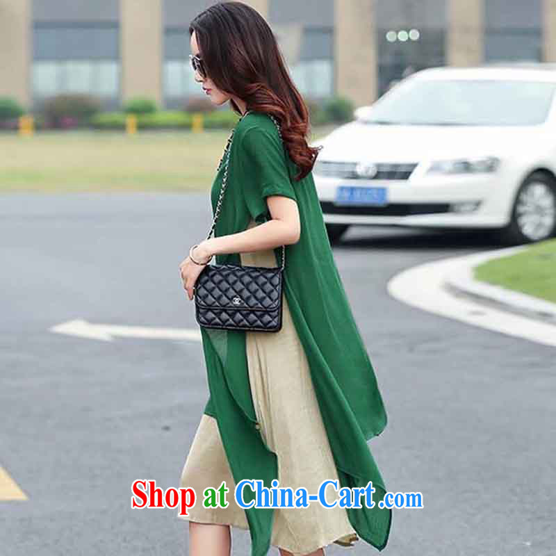 Lean forward, summer 2015 new Korean version the Code women mm thick loose video thin literary unit the commission short-sleeved dresses gray XXL, dumping, and shopping on the Internet