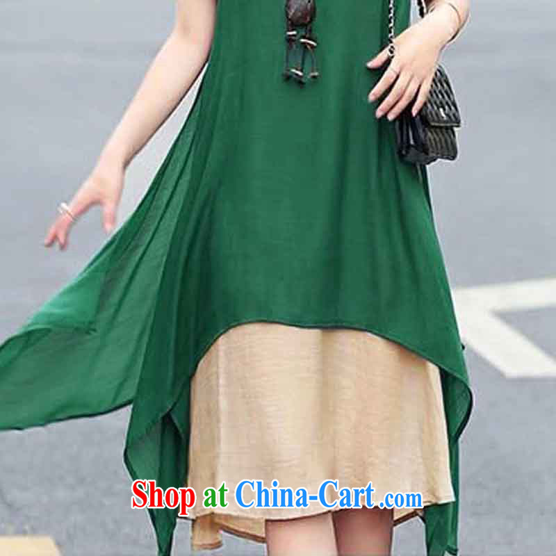 Lean forward, summer 2015 new Korean version the Code women mm thick loose video thin literary unit the commission short-sleeved dresses gray XXL, dumping, and shopping on the Internet