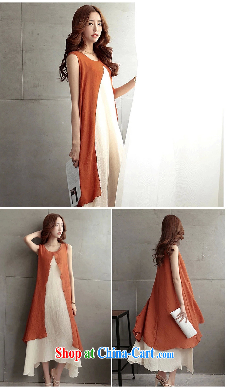 Dumping, summer 2015 new, larger female thick mm retro art cotton Ma long skirt loose leave two sleeveless linen dresses orange XXXL pictures, price, brand platters! Elections are good character, the national distribution, so why buy now enjoy more preferential! Health