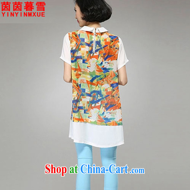 Athena Chu Yan and snow 2015 summer new, larger female shirt collar stamp beauty snow woven shirts shirt female XFS 8066 orange-red 4 XL, Yan Yan, Xue (yinyinmuxue), online shopping
