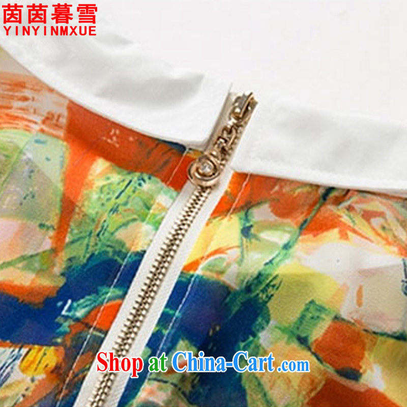 Athena Chu Yan and snow 2015 summer new, larger female shirt collar stamp beauty snow woven shirts shirt female XFS 8066 orange-red 4 XL, Yan Yan, Xue (yinyinmuxue), online shopping