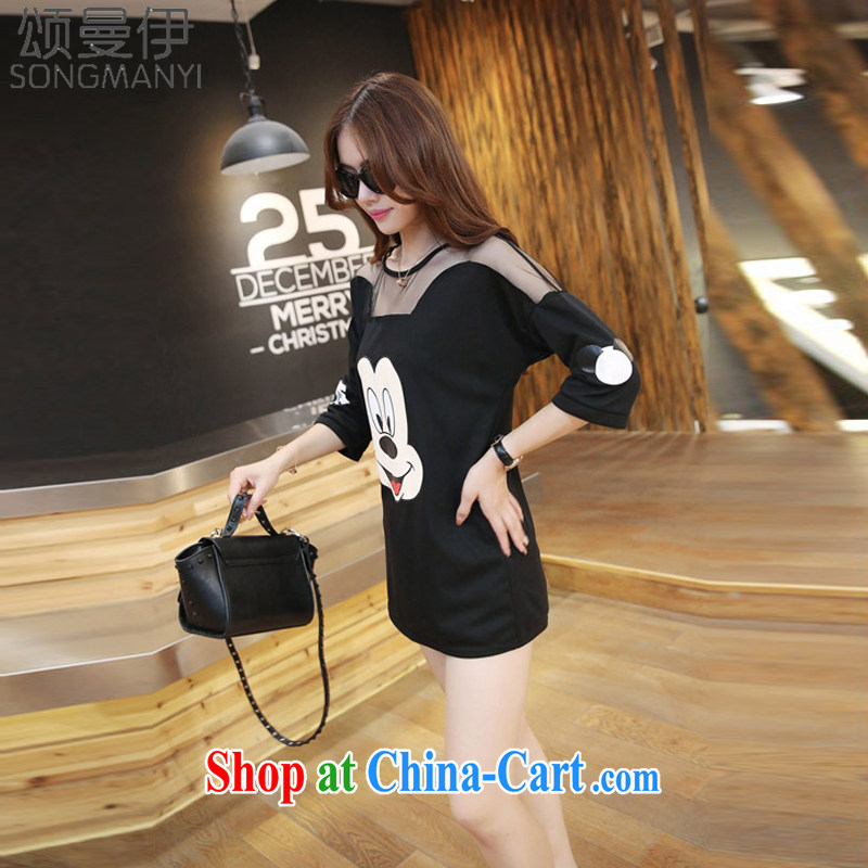Also, the 2015 summer new thick sister cotton summer, dresses 200 Jack loose web yarn stitching T-shirt T shirts women 5167 black XXXL, of Manchester, and shopping on the Internet
