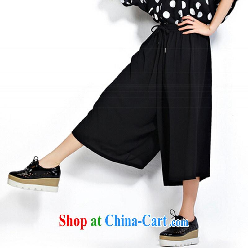 She concluded her card the fat increase, female 200 Jack summer thick sister pants 2015 Korean version of the new, focused on the girl, relaxed and stylish, pants and skirts are black, she concluded her card (SHAWADIKA), online shopping