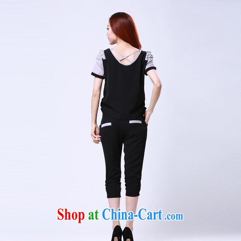 The poetry letter, summer 20 new XL girls 7 pants and stylish lounge suite girls thick mm Summer Package 200 Jack loose the necklace) Black 4XL, poetry letter (JINSHIHANYA), shopping on the Internet