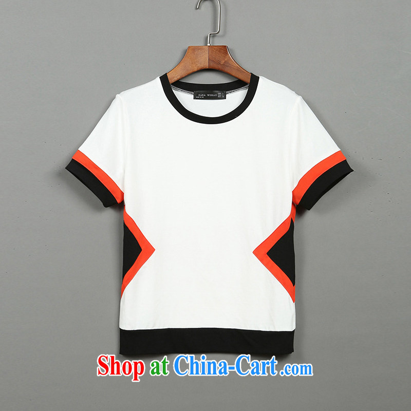 Europe Txin larger female summer 200 Jack video thin leisure suite with round collar shirt T loose 7 pants Korean two-piece thin and thick XL white T shirt + orange 7 pants 5 XL/180 - 200 jack, Txin, shopping on the Internet