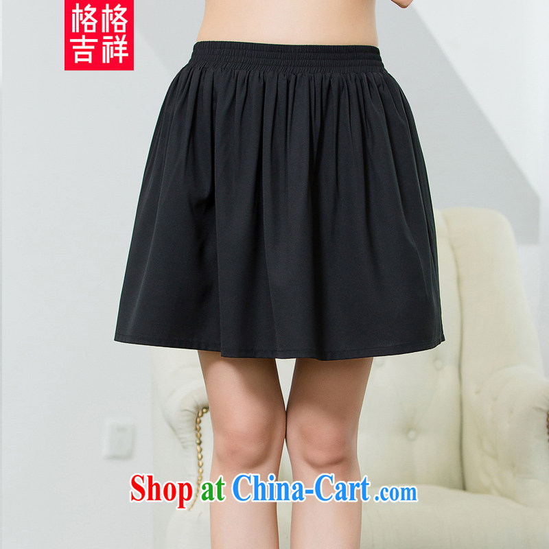 Huan Zhu Ge Ge Ge 2015 is indeed the XL female summer new, thick mm video thin, elastic waist A Field short skirts 100 hem skirt waist skirt X 5561 black 3 XL