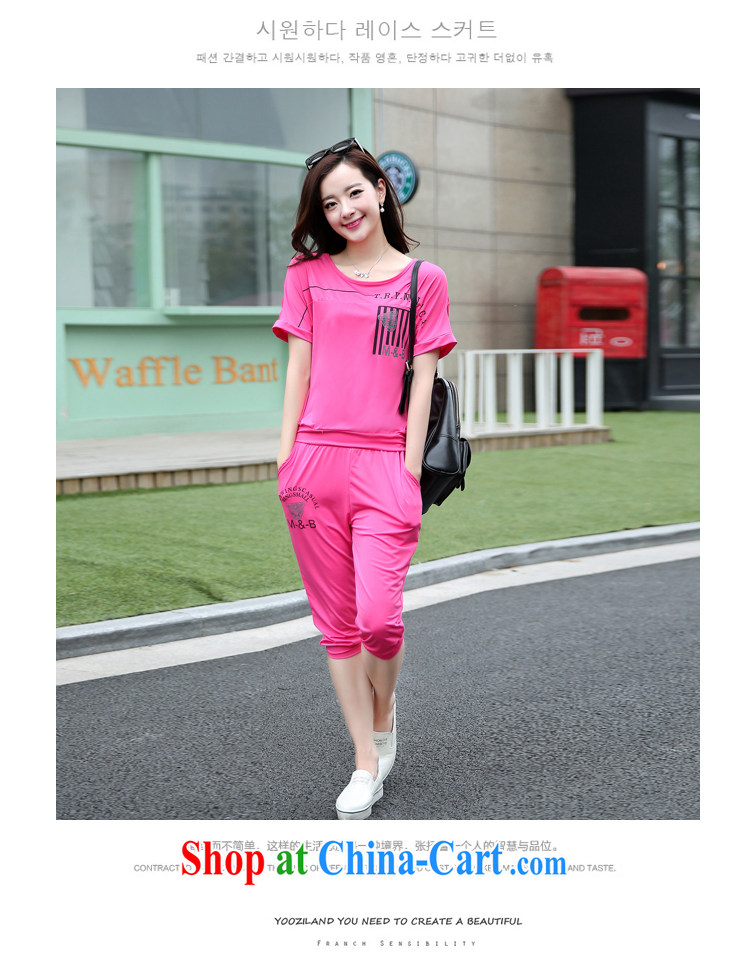 Wing Yi Lian 2015 summer new Korean version leisure large code female short-sleeve T shirts, Yi campaign kit two-piece black 4XL weight 165 - 190 Jack pictures, price, brand platters! Elections are good character, the national distribution, so why buy now enjoy more preferential! Health