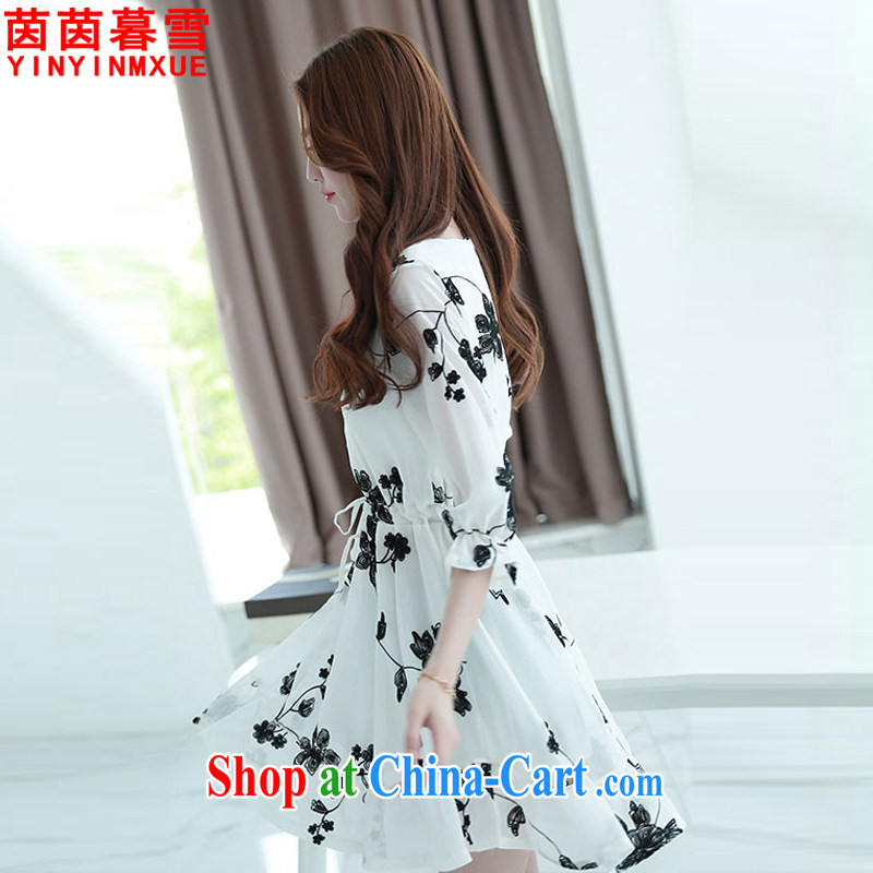 Athena Chu Yan and snow 2015 summer new, larger female thick MM stamp beauty dresses female LYQ 5168 white 5 XL, Yan Yan, Xue (yinyinmuxue), on-line shopping