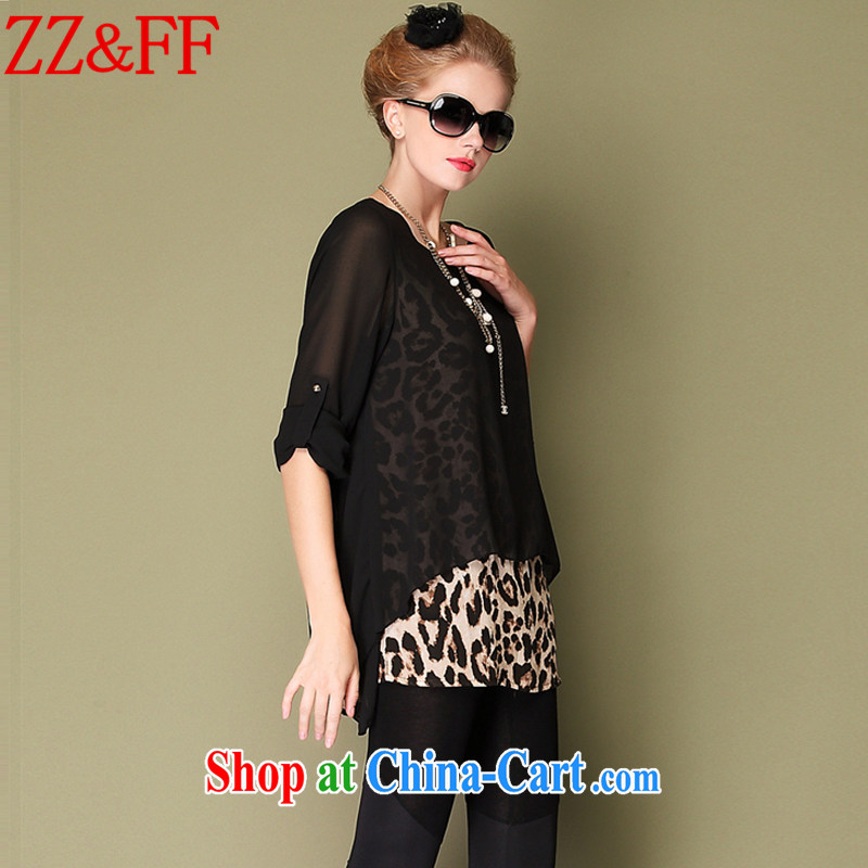 ZZ &FF summer 2015 with new, larger female false Two beauty Leopard snow woven shirts female XFS 1915 black XXXL, ZZ &FF, shopping on the Internet